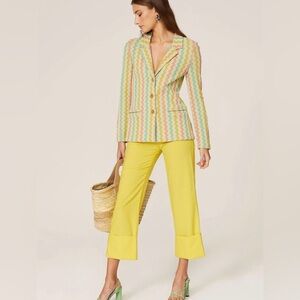 Women's Aldomartins Lime Chevron Jacquard‎ Blazer Jacket Size 20